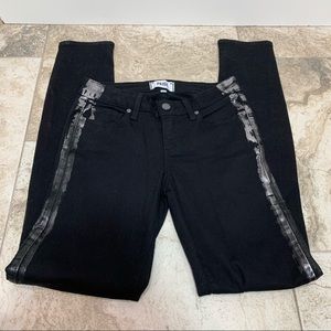 Paige Metallic Stripe Skinny Jeans